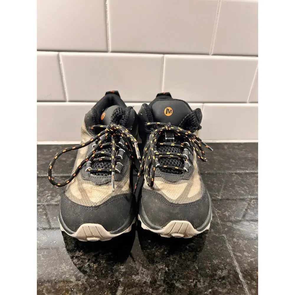 Merrell Kids Black and Gray Waterproof Hiking Boots with Orange Accents